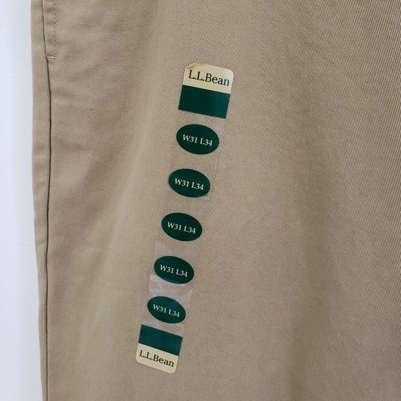 Sold! L.L. Bean Mens Chino Flannel Lined Pants Khaki Natural Fit Plain Front - Picture 5 of 7
